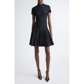Balmain Glittered Compact Viscose Knit Dress in 6Du Blue at Nordstrom, Size 38