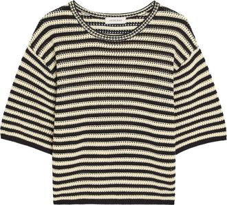 Anine Bing Theo Striped Cotton-blend T-shirt - Black - S (UK8-10 / S)