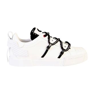 Dolce & Gabbana Schoenen, Heren, Wit, 41 EU, Leer, Witte Sneakers Barok Logo Ontwerp