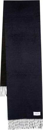 D4.0 logo-patch scarf - men - Cashmere/Silk - One Size - Blue
