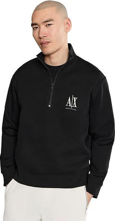 A|X Armani Exchange Zip-Up Mock Neck Sweatshirt Mens Sweatshirt Black : 2XL, Cotton/Elastane/Polyester