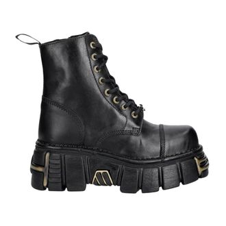 New Rock Schoenen, Dames, Zwart, 41 EU, Leer, Mili Enkellaars