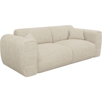 Vente-Unique Divano letto 3 posti a ribalta in Velluto coste Beige - POGNIA
