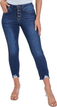 Royalty For Me Womens Womens Petite 4 Button Skinny Ankle Sustainable Jean, Midnight Sky Blue, 10 Petite