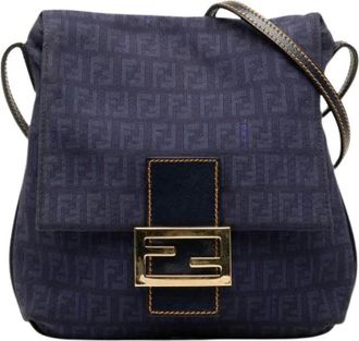 Fendi Pre-owned Canvas Crossbody Bag - Dames - Vintage Schoudertas - Blauw - ONE Size - Leer - Vintage