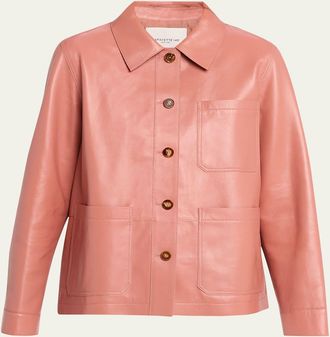 Lafayette 148 New York Button-Down Nappa Leather Jacket