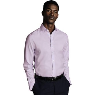 CHARLES TYRWHITT Non-Iron Twill Cutaway Slim Fit Shirt Single Cuff in Lilac Purple at Nordstrom, Size 17.5 - L