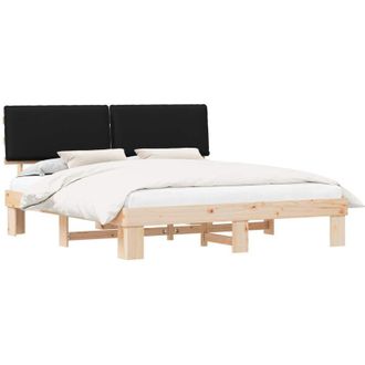 vidaXL Estructura De Cama Con Cabecera Tapizada Negro 180 X 200 Cm Vidaxl