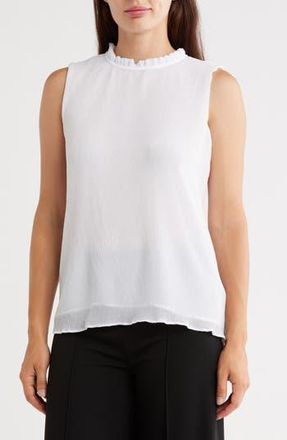 Calvin Klein Pleat Mock Neck Sleeveless Top in White at Nordstrom Rack, Size Large