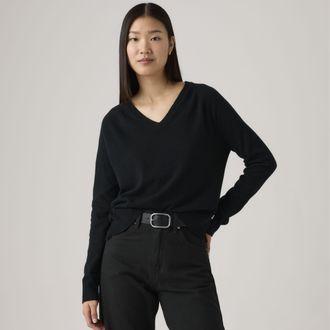 Levi's Supersoft V Neck Pullover Sweater - Womens - 2XS - Black