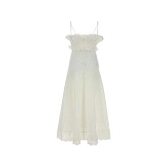 Alberta Ferretti Alberta Ferretti, Midi Dresses, female, White, Size: XS Sangallo Lace Summer Dress