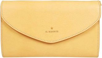 IL BISONTE Stijlvolle leren clutch met schouderband - Dames - Clutches - Beige - ONE Size - Leer - Tassen