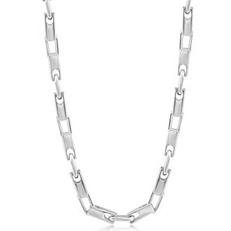 Pompeii3 Mens Steel Single Tone 6mm Oval Link Flexible 24 Necklace