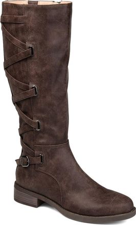 Journee Collection Carly Lace Back Tall Boot in Brown at Nordstrom Rack, Size 5.5