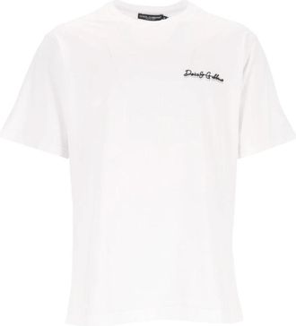 Dolce & Gabbana Katoenen T-shirt - Heren - T-shirts - Wit - M - Katoen - Tops