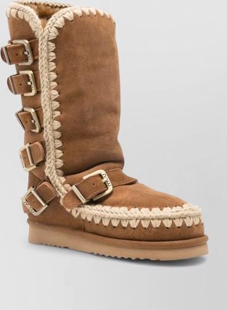 Mou sheepskin buckled boots