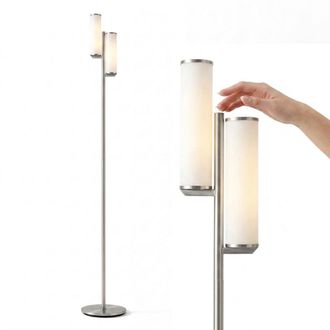 Brightech Gemini Satin Nickel 2-Light LED Floor Lamp