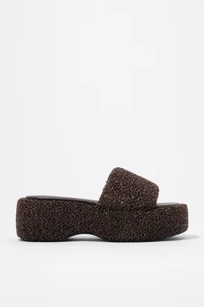 Bimba & Lola Textile High Sole Sandal in Chocolate at Nordstrom, Size 38
