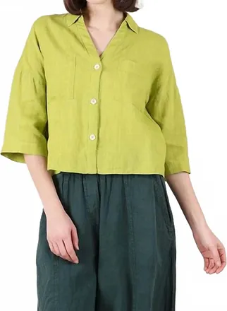 Bibico Ava Oversized Blouse In Citronelle Linen