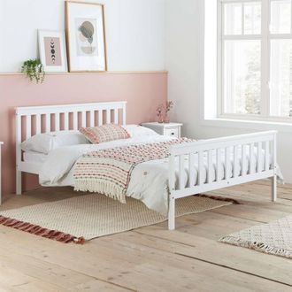 Birlea Double Bed Frame & Mattress White Wood Sleepsoul Cambridge 4FT6