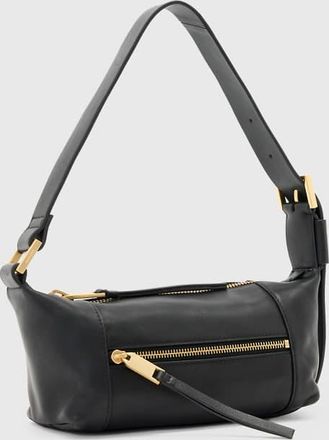 AllSaints Vega - Borsa da spalla mini nera in pelle-Rosso