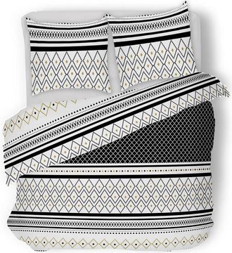 Atmosphera Atmosphera - Ropa De Cama - Estampado Etniss Percal - Blanco Y Negro - 240x220 Cm Cr&eacute;ateur DInt&eacute;rieur