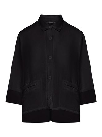 Transit Par-Such 3/4 Sleeve Linen Shirt With Georgette Inserts