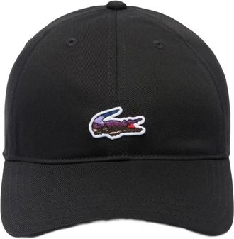 Lacoste Accessoires, unisex, Zwart, ONE Size, Katoen, Landscape Crocodile Katoenen Cap