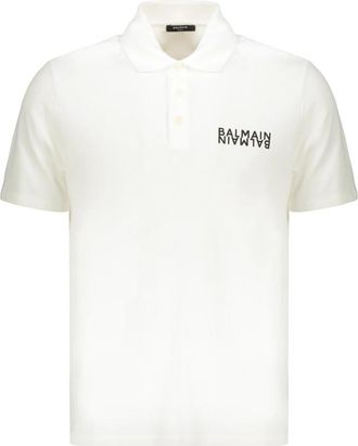 Balmain Katoenen polo met korte mouwen - Heren - Polos - Wit - 2XL - Katoen - Tops