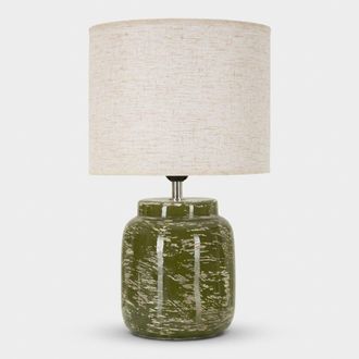 Mauro Ferretti L&aacute;mpara De Mesa Contempor&aacute;nea De Cer&aacute;mica Hut Glow - Verde Oscuro
