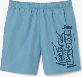 Lacoste Heren Lacoste Lange Merk Zwembroek in Blauw