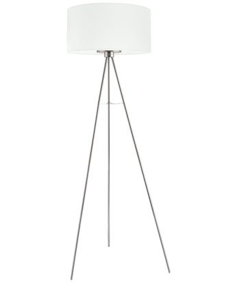 Eglo Eglo Fondachelli 1 Light Floor Lamp With Matte Nickle Finish & White Fabric Shade