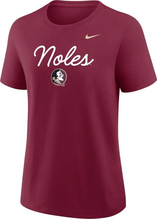 Nike Florida State Script Mantra Logo Nike Womens College T-Shirt in Red | 01K969XFTN-VVT