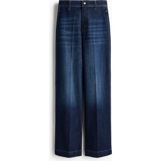 H&M Wide High Jeans in Dark Denim Blue at Nordstrom, Size 16