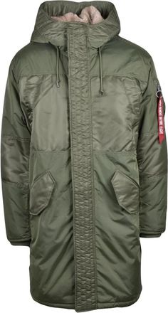 Alpha Industries Jassen, Heren, Groen, L, Leer, Lange jas