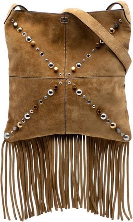 Valentino Pre-owned Valentino Suede Studded Nellcote Fringe Crossbody Ladies HC36VUCYSBKLQ7O1
