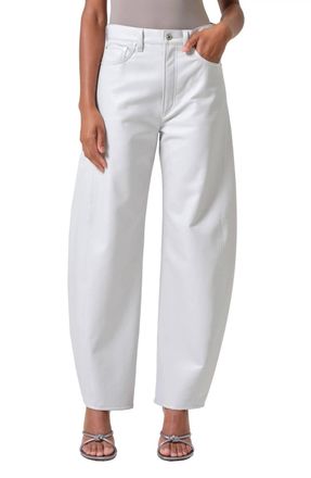 A Gold E Luna High Waist Barrel Leg Leather Blend Pants In Wisp