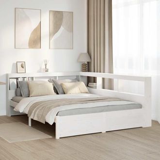 Berkfield Home Bookcase Bed without Mattress White 150x200 cm Solid Wood Pine