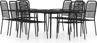 vidaXL 9 Piece Garden Dining Set Black Vidaxl