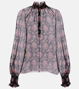 Dolce & Gabbana Floral ruffled sheer silk blouse