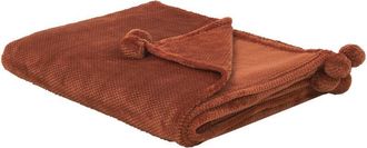 Beliani Beliani - Manta De Poli&eacute;ster Suave Marr&oacute;n Dorado 200 X 220 Cm Con Pompones Saitler