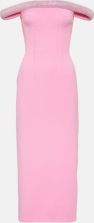 DAVID KOMA Crystal-embellished cady midi dress