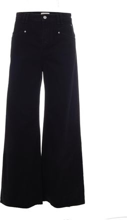 Isabel Marant Wide-Leg Faded Black Jeans with Concealed Closure