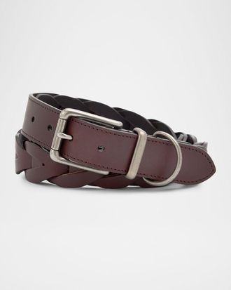 Polo Ralph Lauren Men & apos;s Woven Leather Belt with Keeper and D-Ring