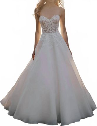 Allure Bridals Sparkling Lace Wedding Gown In Ivory
