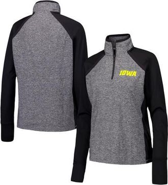Camp David Womens Black/Heather Gray Iowa Hawkeyes Finalist Raglan Quarter-Zip Jacket at Nordstrom, Size X-Large