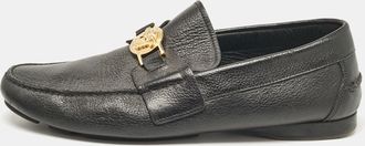 Versace Black Leather Medusa Buckle Loafers