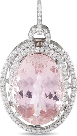 Luxury Bazaar 18K White Gold 0.50ct Diamond and Kunzite Pendant MF08-080326