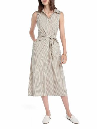 Favorite Daughter Good Behavior Dress In Soft Taupe Stripe