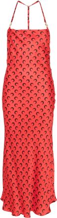 Marine Serre Abito lungo con stampa Moon - Rosso